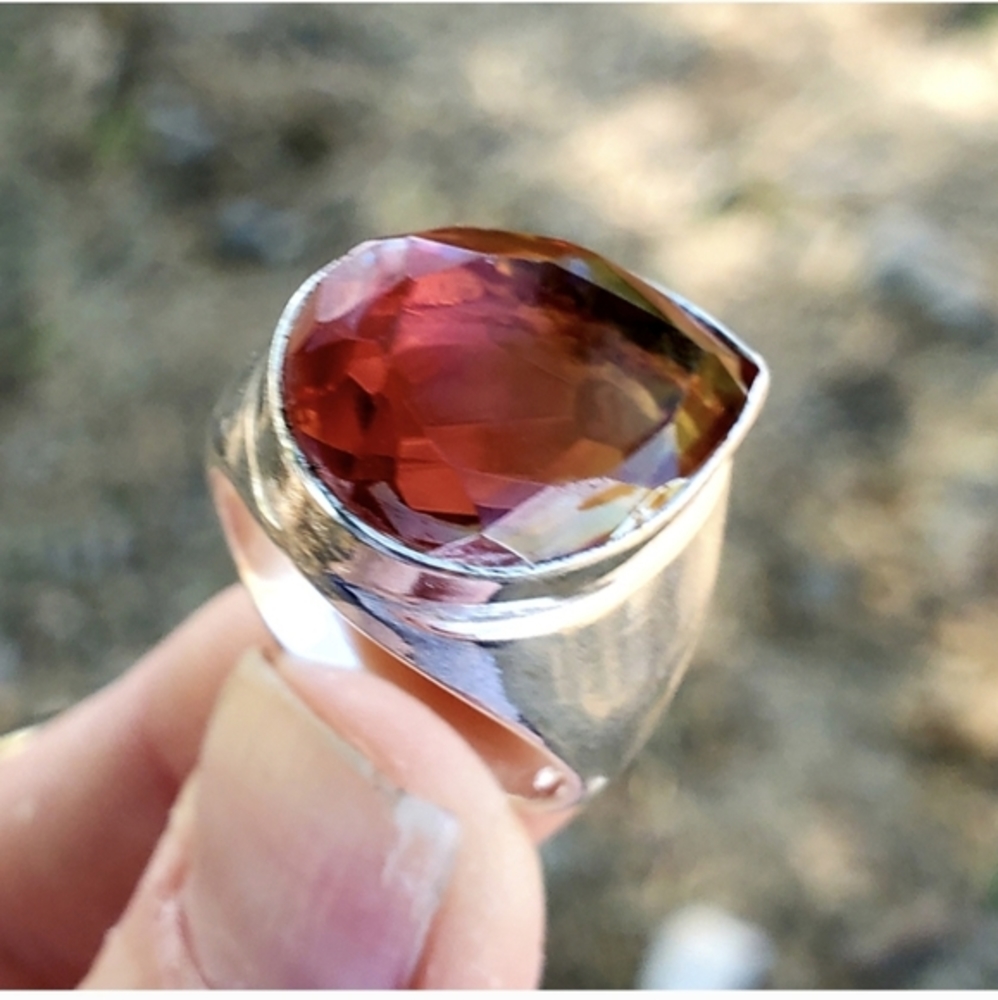 New Men's Ametrine 925 Silver Ring.